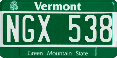 VT license plate NGX538