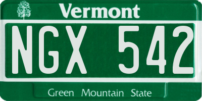 VT license plate NGX542