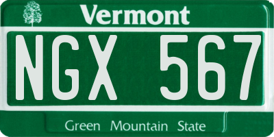 VT license plate NGX567