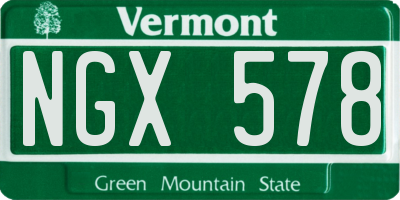 VT license plate NGX578