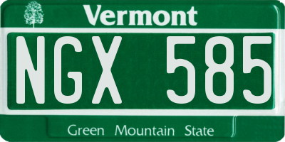 VT license plate NGX585