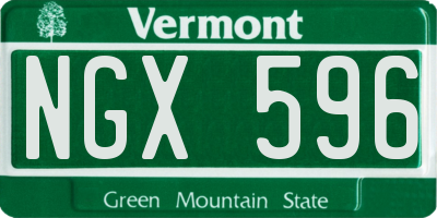VT license plate NGX596