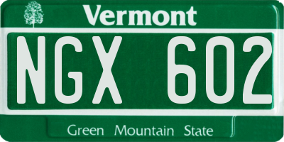 VT license plate NGX602