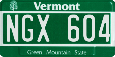 VT license plate NGX604