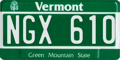 VT license plate NGX610