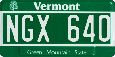 VT license plate NGX640