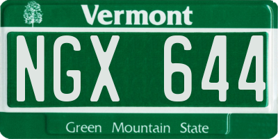 VT license plate NGX644