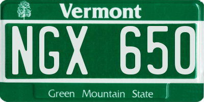 VT license plate NGX650