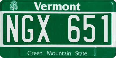 VT license plate NGX651