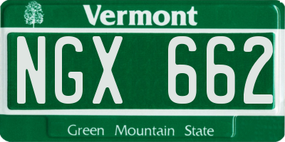 VT license plate NGX662