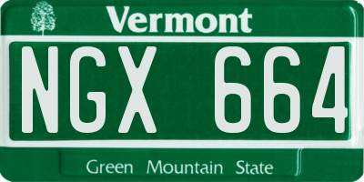 VT license plate NGX664