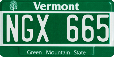 VT license plate NGX665