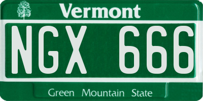 VT license plate NGX666