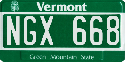 VT license plate NGX668