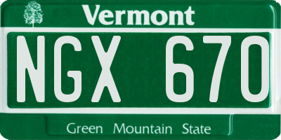 VT license plate NGX670