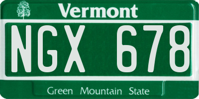 VT license plate NGX678