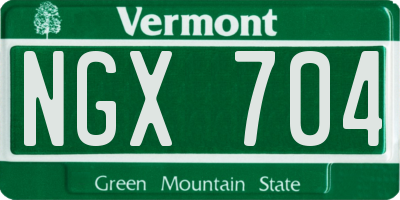 VT license plate NGX704