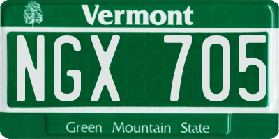 VT license plate NGX705