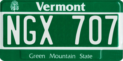 VT license plate NGX707