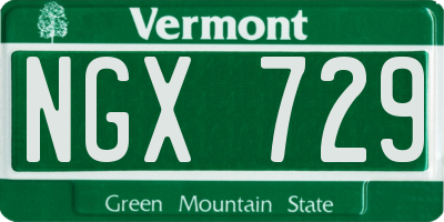 VT license plate NGX729
