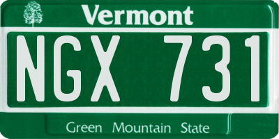 VT license plate NGX731