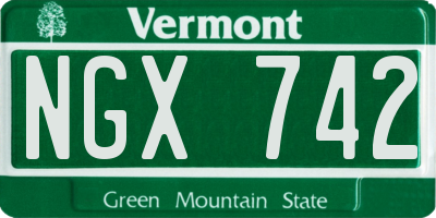 VT license plate NGX742
