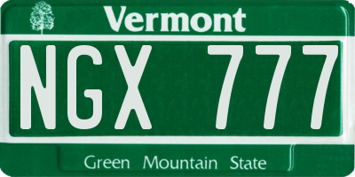 VT license plate NGX777