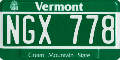 VT license plate NGX778