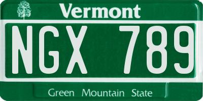 VT license plate NGX789