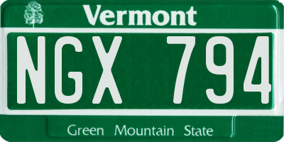 VT license plate NGX794
