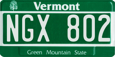 VT license plate NGX802