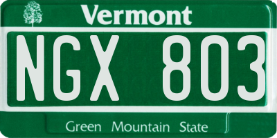 VT license plate NGX803
