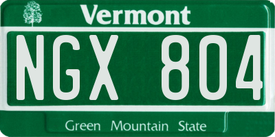 VT license plate NGX804