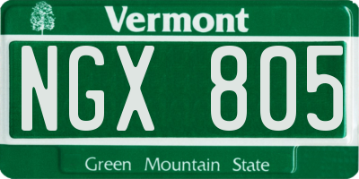 VT license plate NGX805