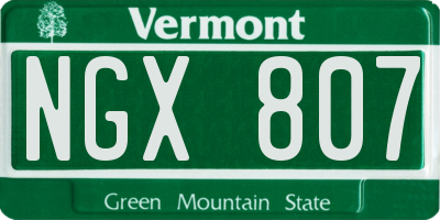 VT license plate NGX807