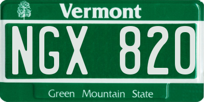 VT license plate NGX820