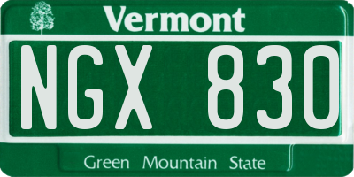 VT license plate NGX830