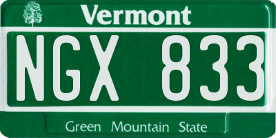 VT license plate NGX833