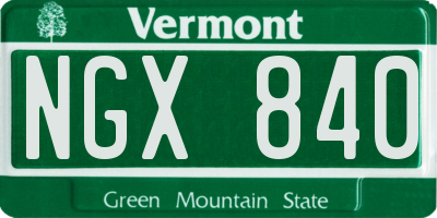 VT license plate NGX840