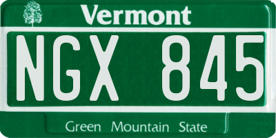 VT license plate NGX845