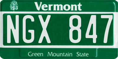 VT license plate NGX847