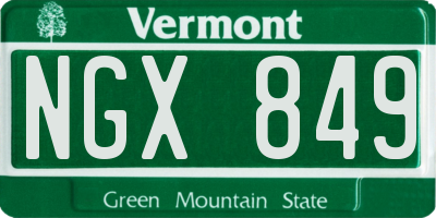 VT license plate NGX849