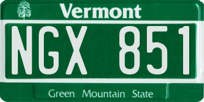 VT license plate NGX851