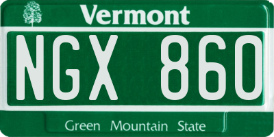 VT license plate NGX860