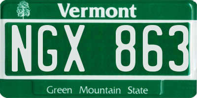 VT license plate NGX863
