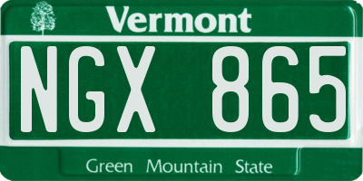 VT license plate NGX865