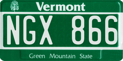VT license plate NGX866