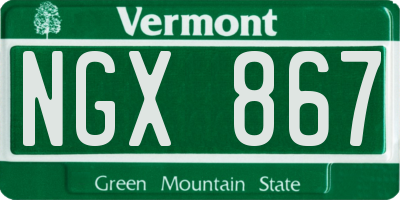 VT license plate NGX867
