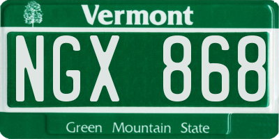 VT license plate NGX868