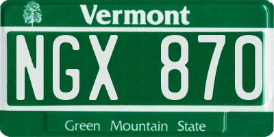 VT license plate NGX870